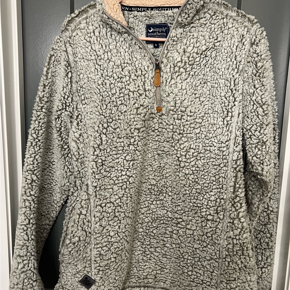 Simply Southern Gray Sherpa Women's Sweater/ quarter-zip size small